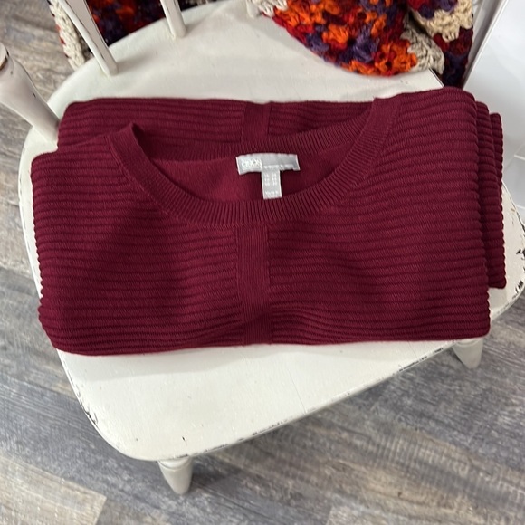 ASOS WOOL BLEND DROP SHOULDER SWEATER DRESS SZ 22 BURGUNDY EUC RIBBED DETAIL - Picture 9 of 9